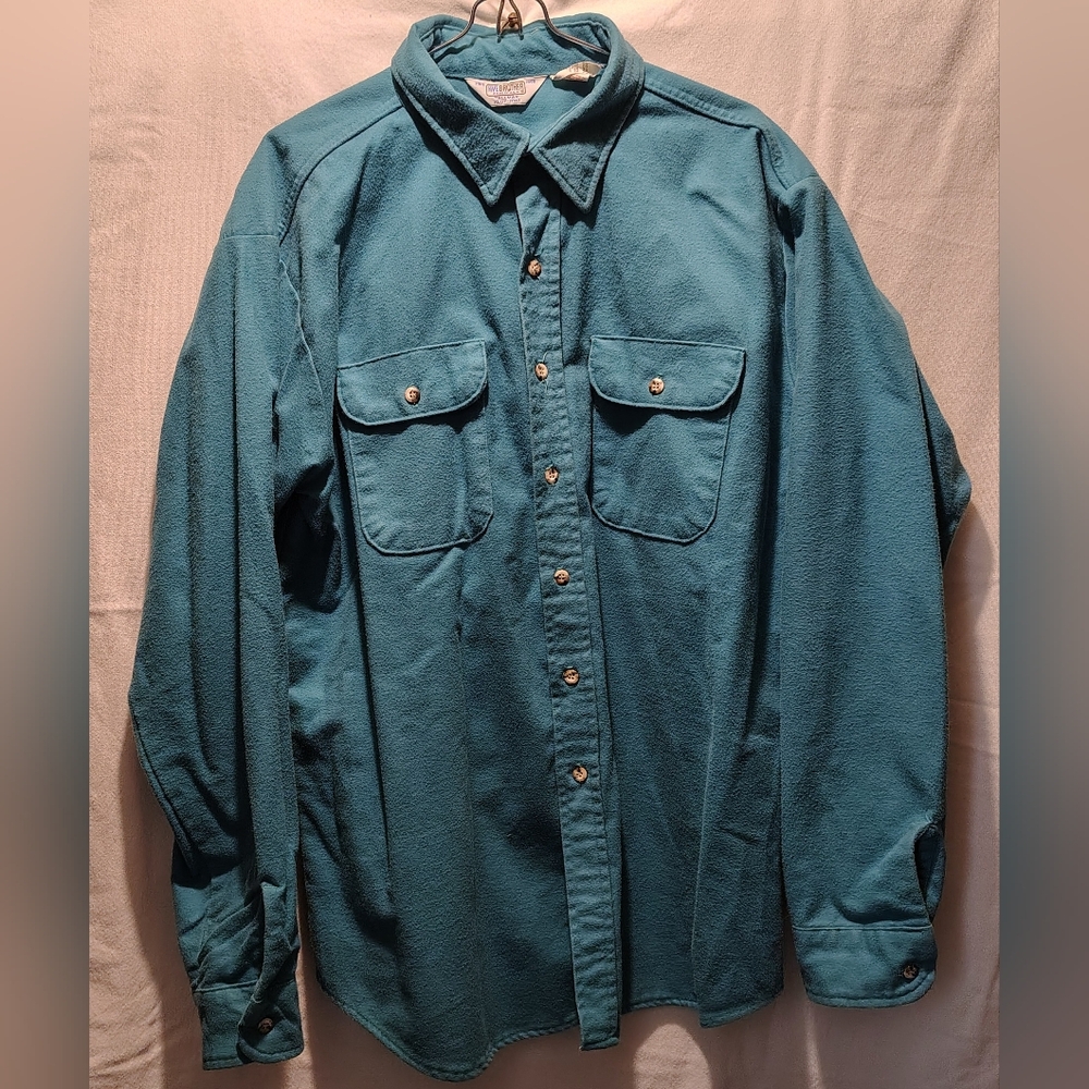 Five Brother Tallman Vintage Teal Flannel Size XL 17 - 17 1'2"